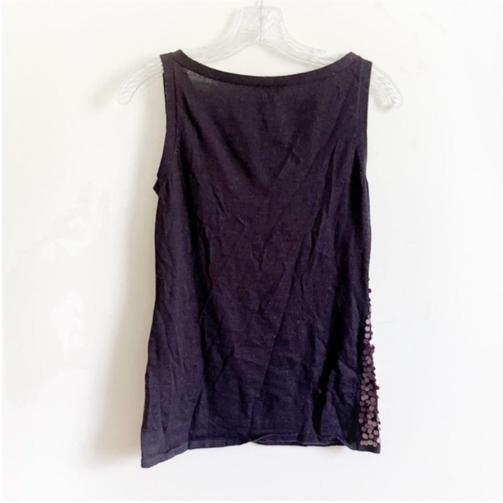 Eileen Fisher shell tank top deep purple merino wool sequins round neck - Picture 8 of 8